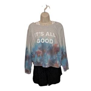 good hYouman Women's It's All Good Sweatshirt Size S Blue, Pink, & Gray Tie Dye